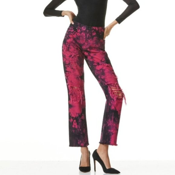 Alice + Olivia Denim - NWT Alice + Olivia Genevieve Tie Dye Baggy Jeans Black Pink Size 29